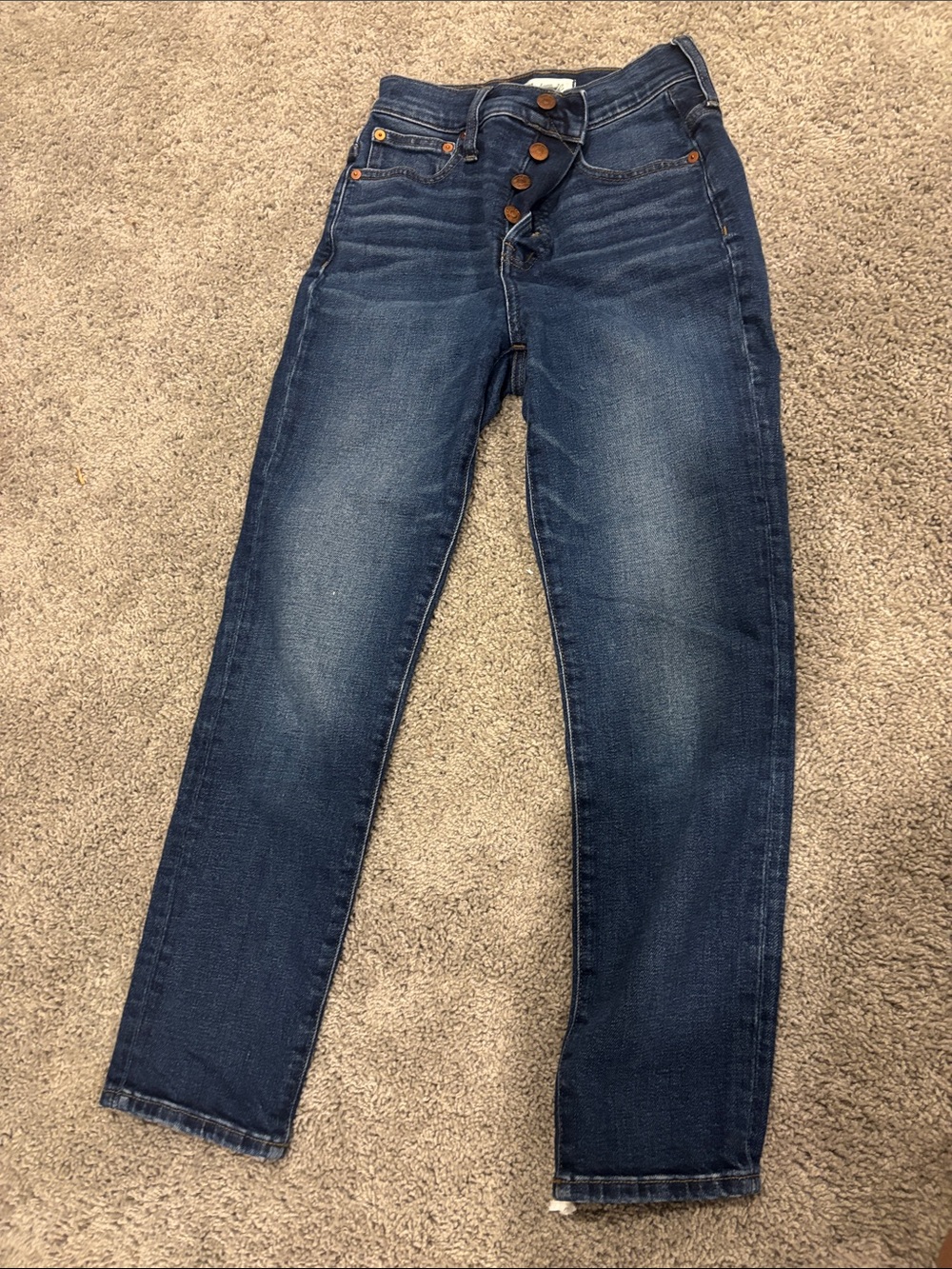 Madewell High-Rise Dark Blue Button-Fly Slim Jeans